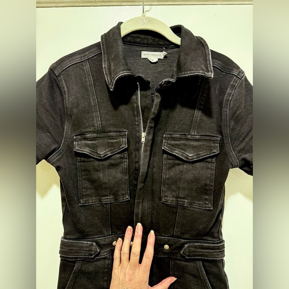 Good American Fit For Success Bootcut Black Denim Jumpsuit - Picture 6 of 7